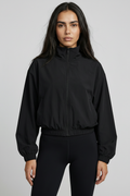 Black Mock-Neck Zip Jacket