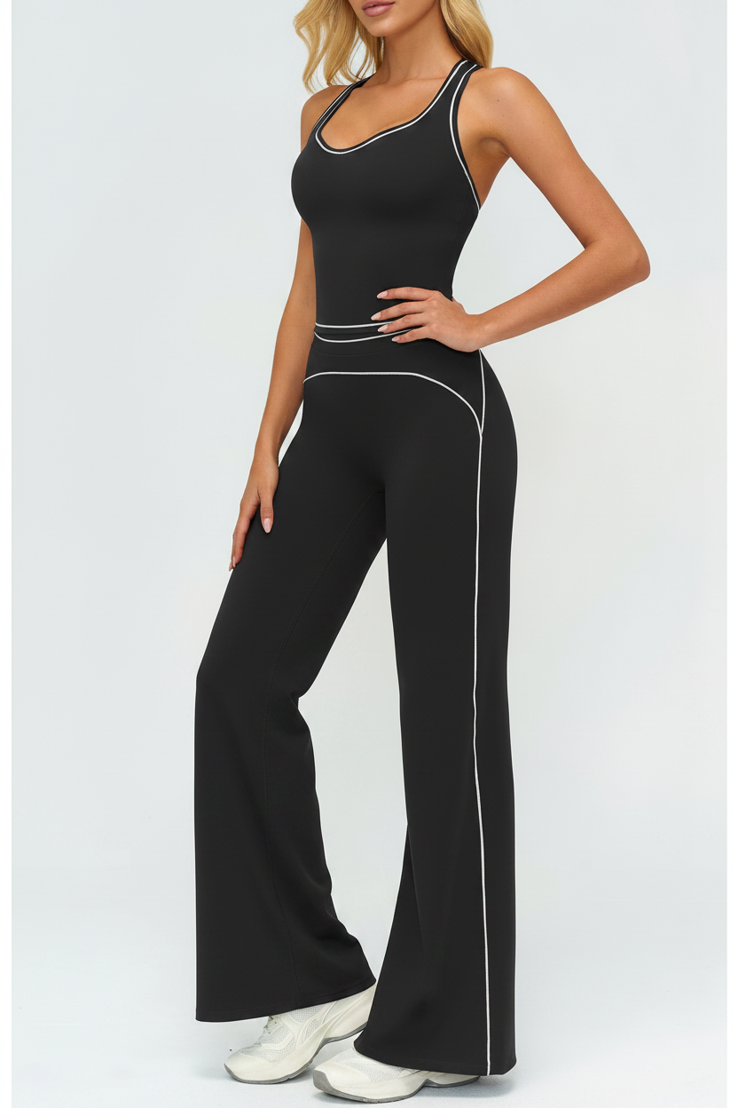 Black Racerback & Flares - Three Quarter Angle