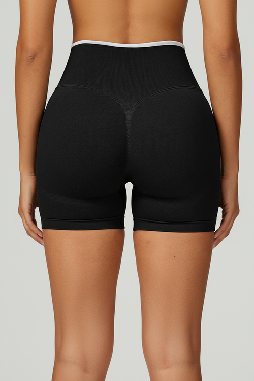 Black Scrunch Biker Shorts - Close Rear Crop