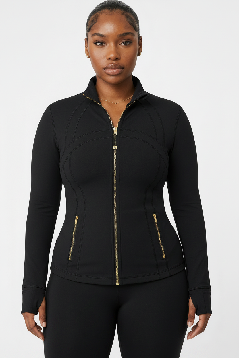 Black Zip Jacket with Gold Hardware