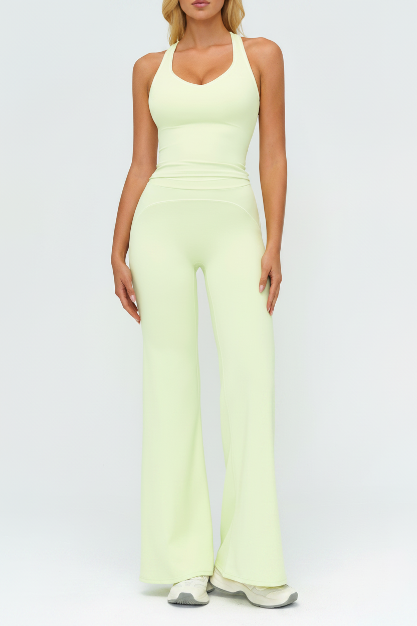 Lime Green Racerback & Wide-Leg Flares
