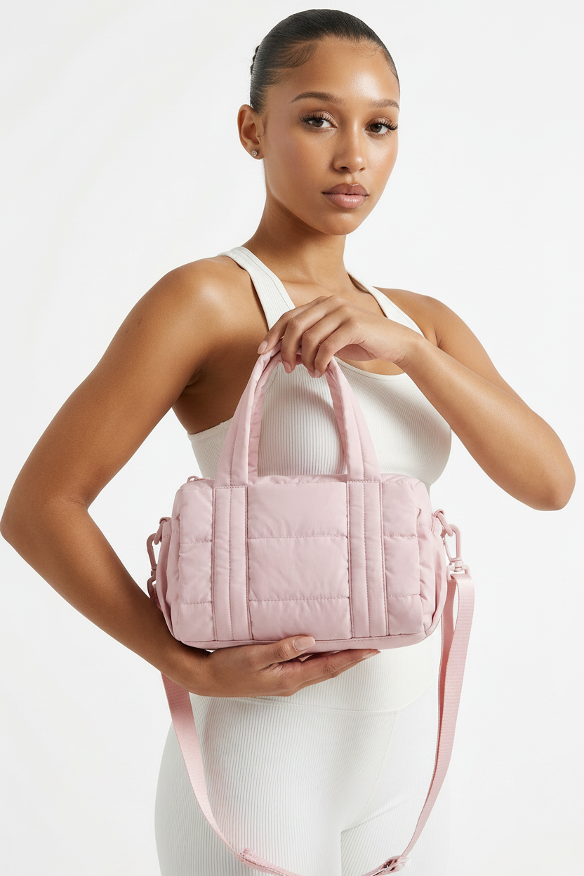 Pink Mini Duffle - Chest Hold Pose