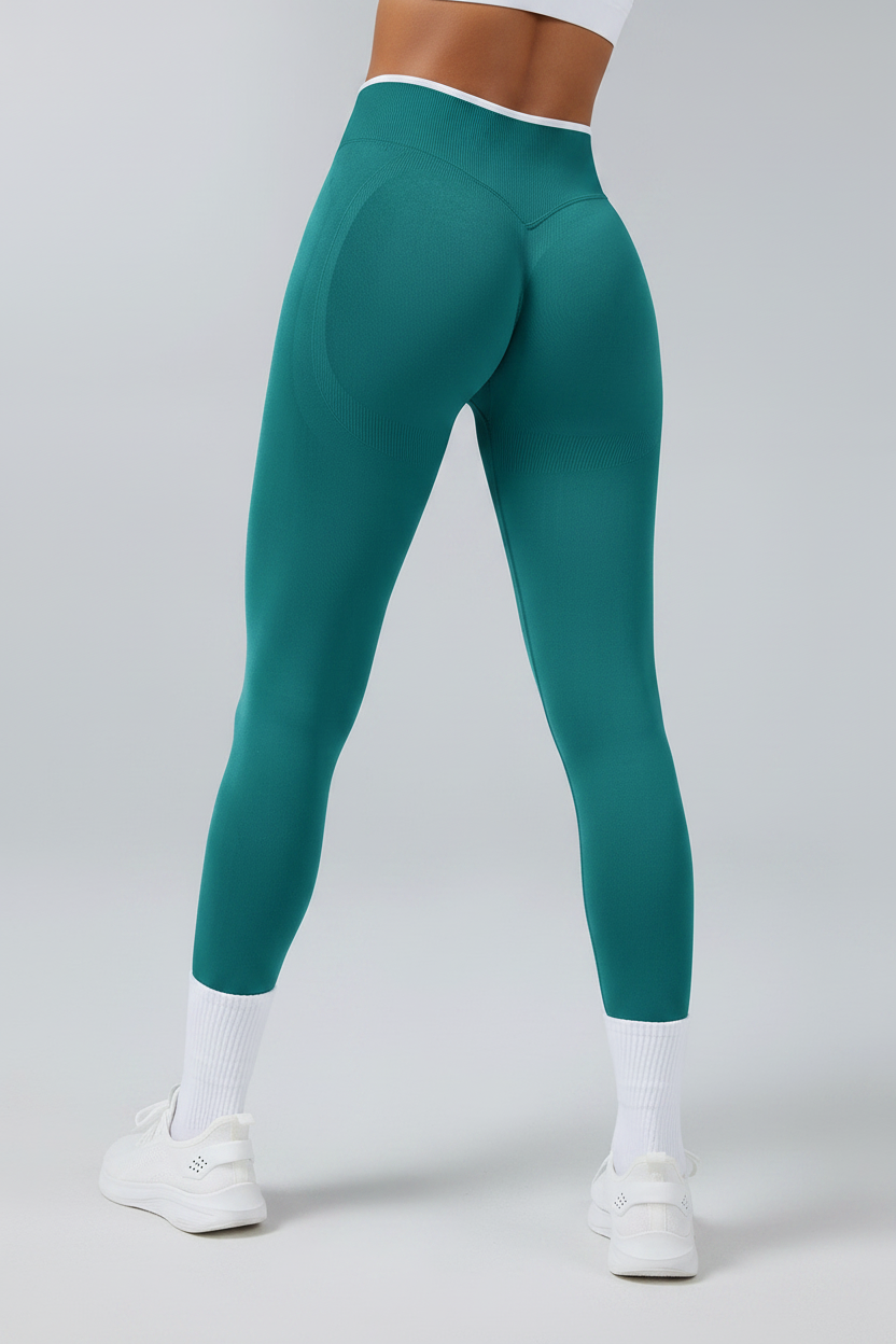 Teal Scrunch Leggings - Rear View
